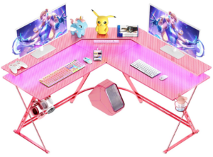 pink l shaped desk