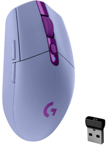 Logitech G305 is a wireless gaming mouse in purple