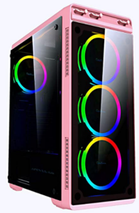 pink pc case with tempered glass